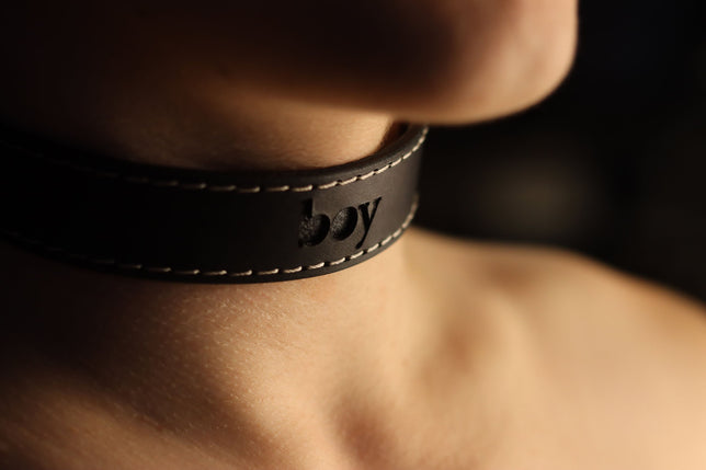 BDSM Collar: Custom Engraved Leather Collar for Bondage and BDSM