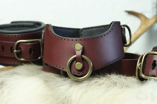 Oxblood Luxury Leather Collar & Cuff Set