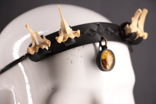 Bone Headband with Lichen Pendant (C)